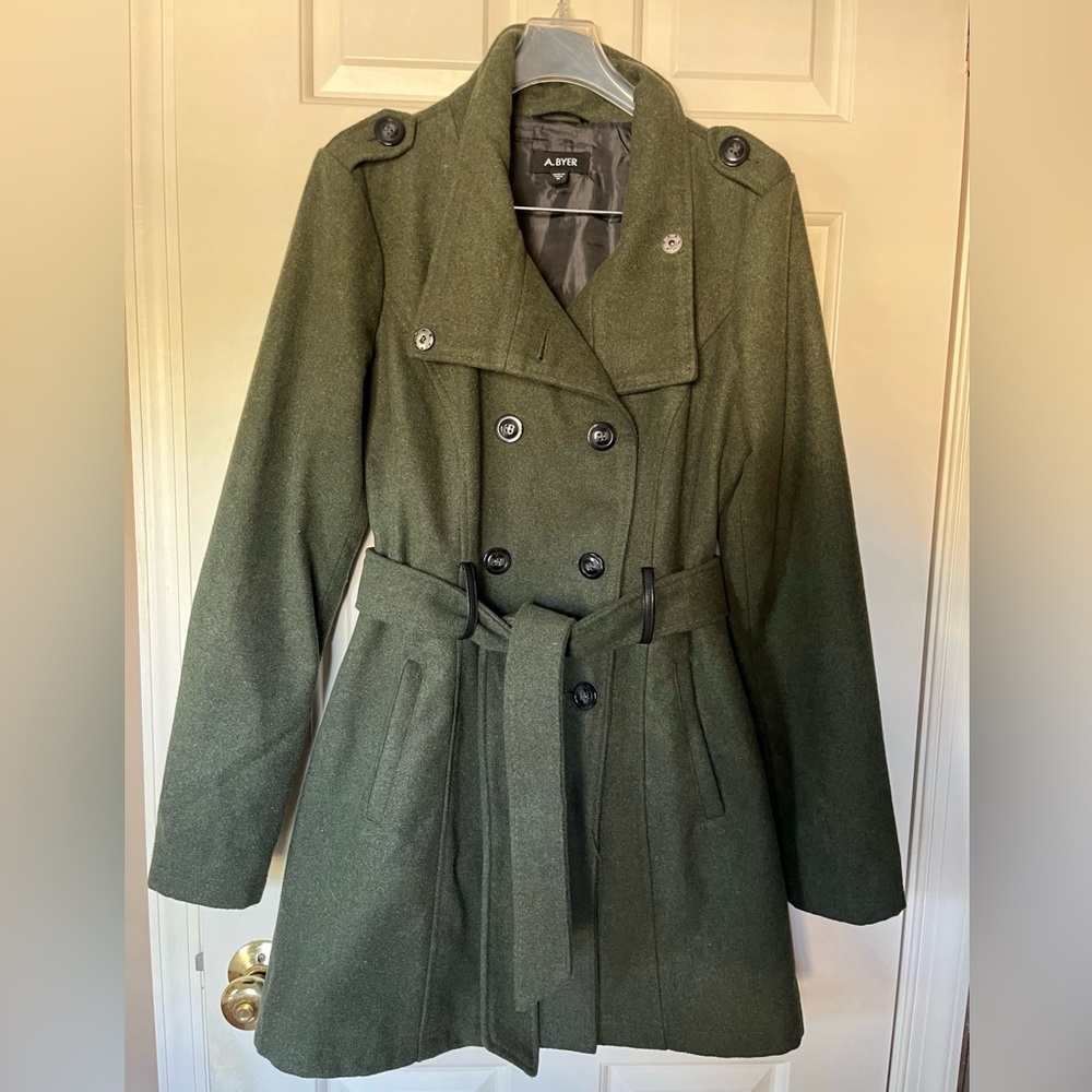 Mid Length Coat Olive Green